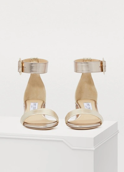 Shop Jimmy Choo Jaimie 40 Sandals In Gold
