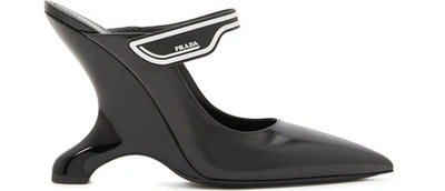 Shop Prada High-heeled Mules In Black