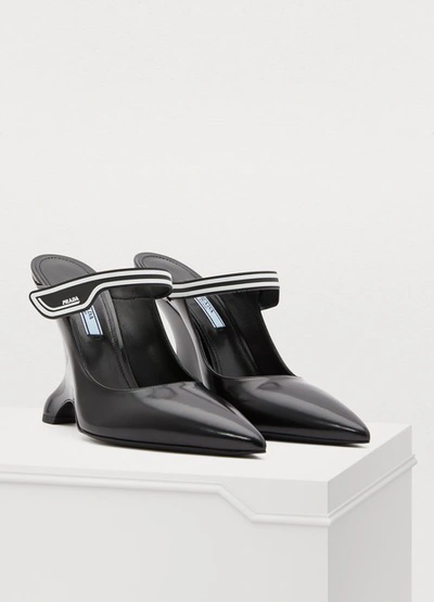 Shop Prada High-heeled Mules In Black