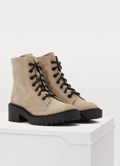 Shop Kenzo Lace-up Boots In Beige