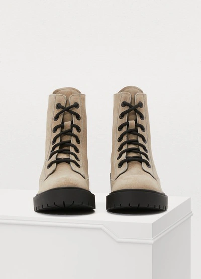 Shop Kenzo Lace-up Boots In Beige