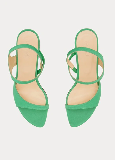 Shop By Far Arden High-heeled Sandals In Green Grosgrain