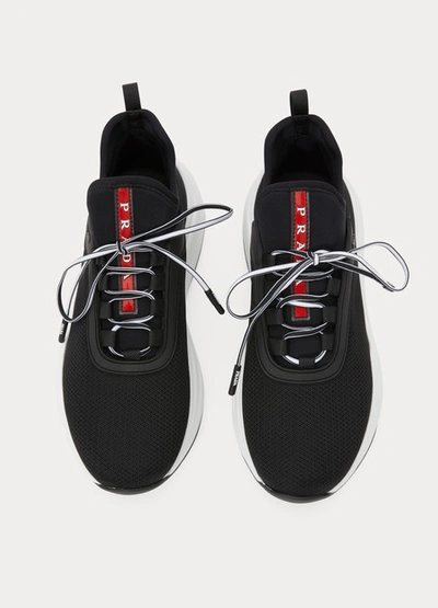 Shop Prada Low-top Sneakers In Nero/bianco