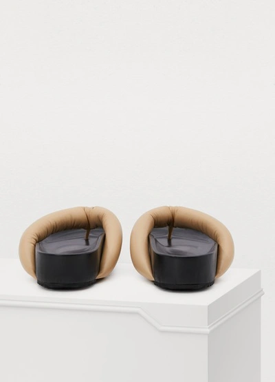 Shop Jil Sander Padded Mules In Beige