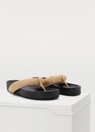 Shop Jil Sander Padded Mules In Beige