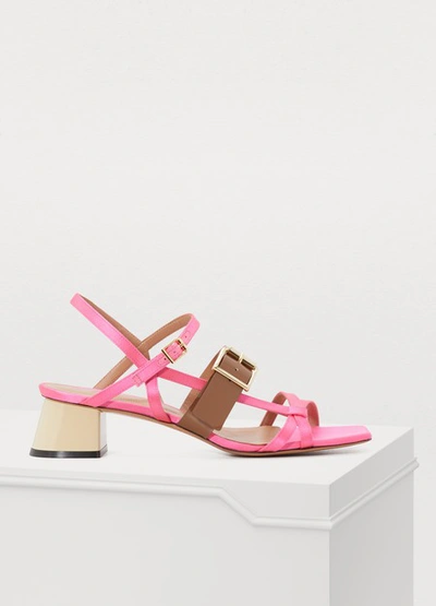 Shop Marni Heeled Sandals In Candy+marmot