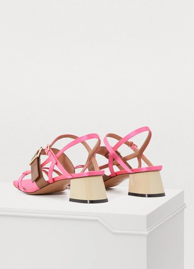 Shop Marni Heeled Sandals In Candy+marmot