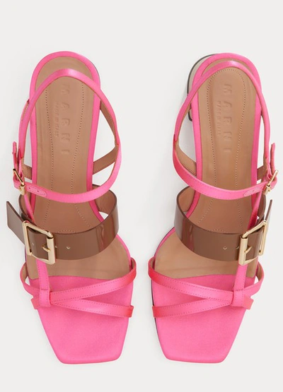 Shop Marni Heeled Sandals In Candy+marmot