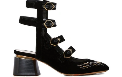 Shop Nicholas Kirkwood Julia Velvet Leather Sandals In Black