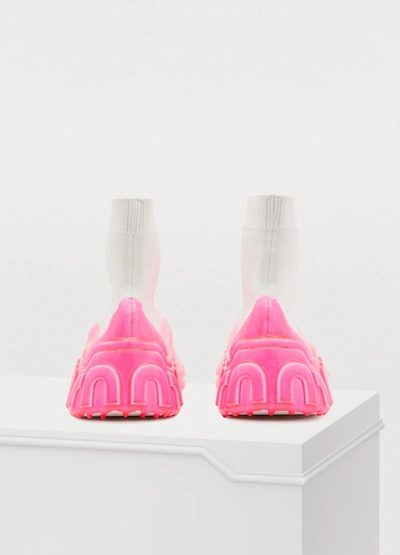 Shop Miu Miu Neon Sock Sneakers In Pink