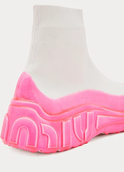 Shop Miu Miu Neon Sock Sneakers In Pink
