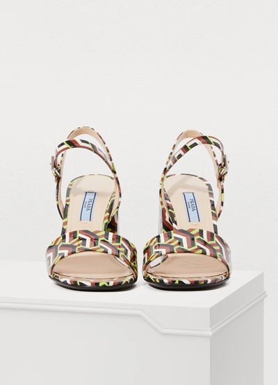 Shop Prada Heeled Sandals In Pistacchio