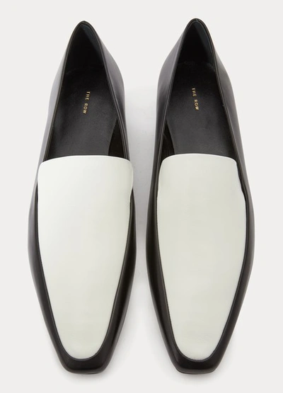 Shop The Row Minimal Loafers In Black - Off White