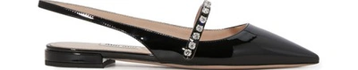 Shop Miu Miu Crystal Slingbacks In Black