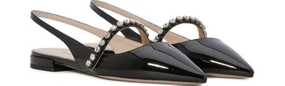 Shop Miu Miu Crystal Slingbacks In Black