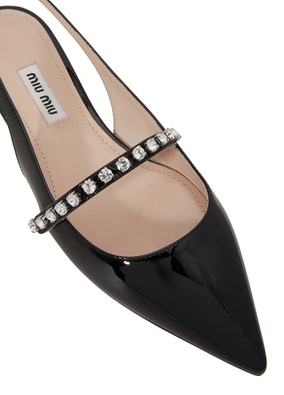 Shop Miu Miu Crystal Slingbacks In Black