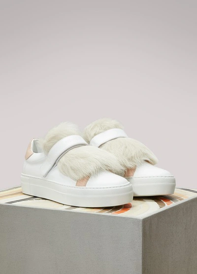 Shop Moncler Victoire Fur Sneakers In Pink