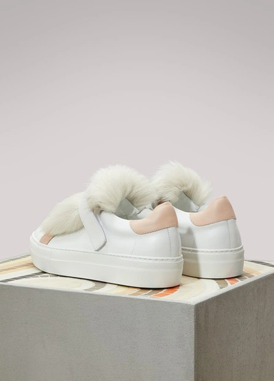 Shop Moncler Victoire Fur Sneakers In Pink