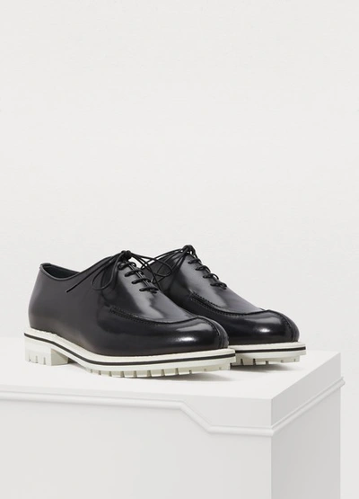 Shop Berluti Contrast Oxfords In Nero Lucido