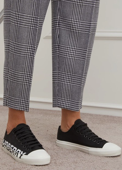 Shop Burberry Larkhall Trainers In Black/optic White