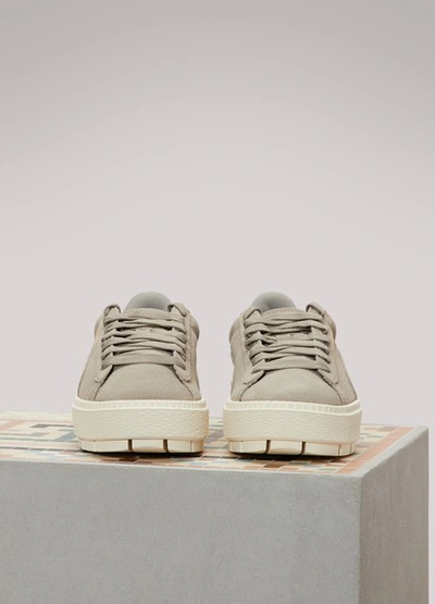 Shop Puma Trace Suede Platform Sneakers In Grey