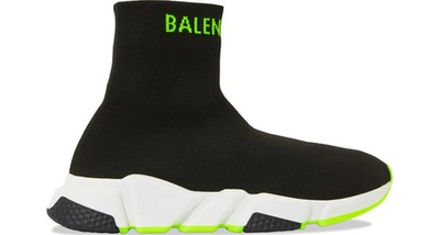 Shop Balenciaga Speed Sneakers In Black / Yellow Fluo