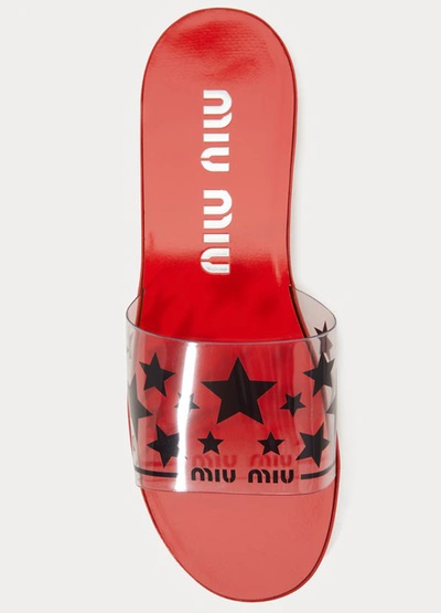 Shop Miu Miu Star Print Mules In Red