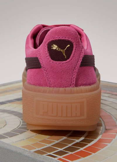 Shop Puma Bi-color Trace Platform Suede Sneakers In Burgundy