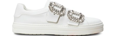 Shop Roger Vivier Sneaky Viv Strass Sneakers In Blanc Cire