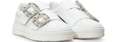 Shop Roger Vivier Sneaky Viv Strass Sneakers In Blanc Cire