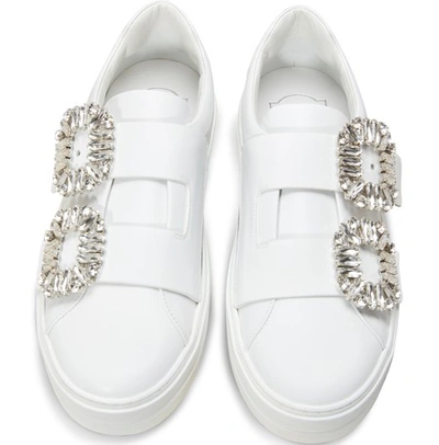 Shop Roger Vivier Sneaky Viv Strass Sneakers In Blanc Cire