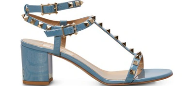 Shop Valentino Gavarani Rockstud Open-toed Sandals In Light Blue
