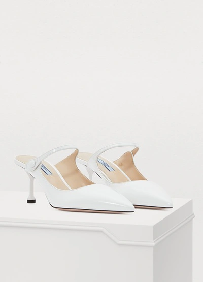 Shop Prada High-heeled Mules In White