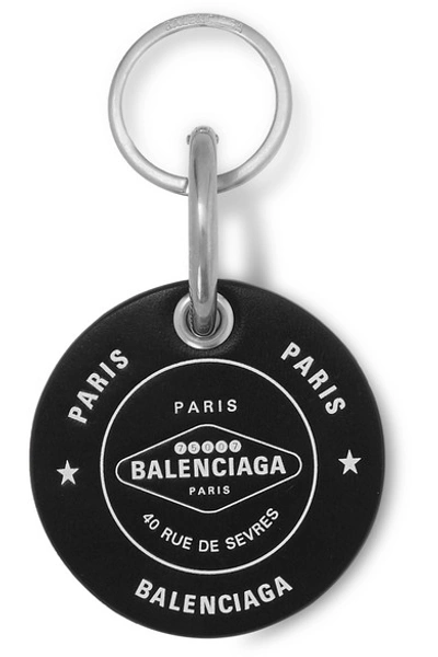 Shop Balenciaga Casino Printed Leather Keychain In Black