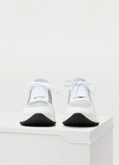 Shop Miu Miu Sock-style Sneakers In Argento + Biano