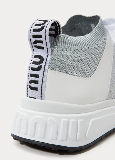 Shop Miu Miu Sock-style Sneakers In Argento + Biano