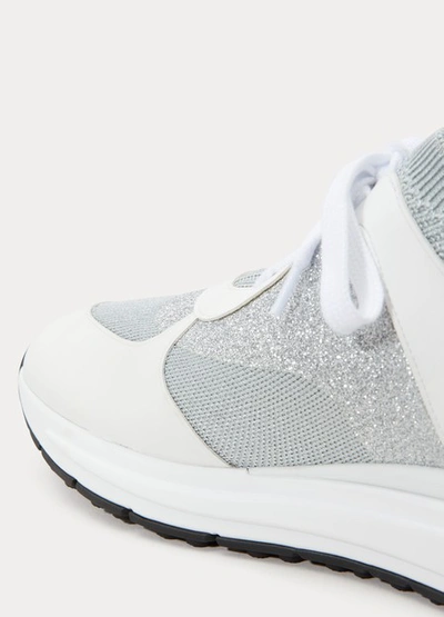 Shop Miu Miu Sock-style Sneakers In Argento + Biano