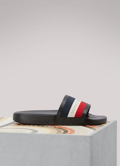 Shop Moncler Jeanne Leather Mules In Black