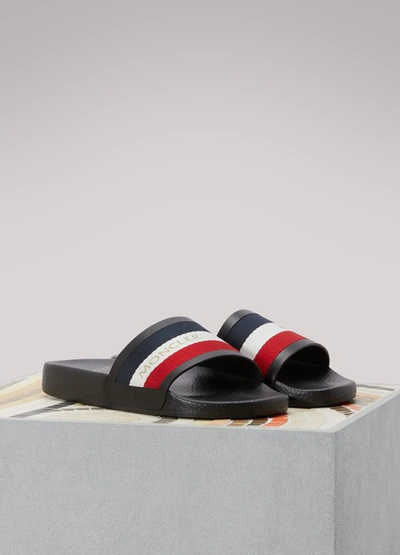Shop Moncler Jeanne Leather Mules In Black