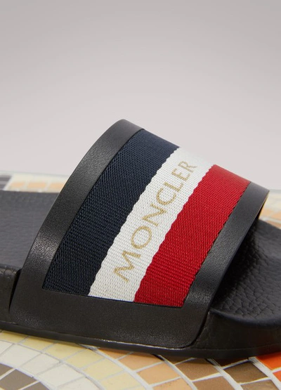 Shop Moncler Jeanne Leather Mules In Black