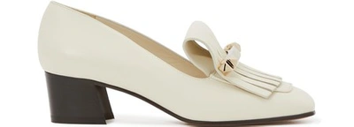 Shop Valentino Gavarani Heeled Loafers In Light Ivory