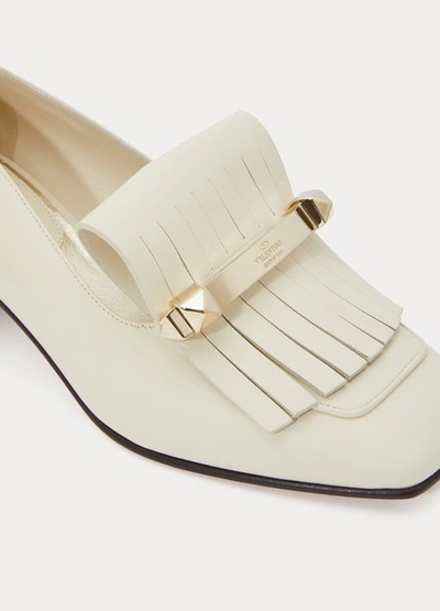 Shop Valentino Gavarani Heeled Loafers In Light Ivory