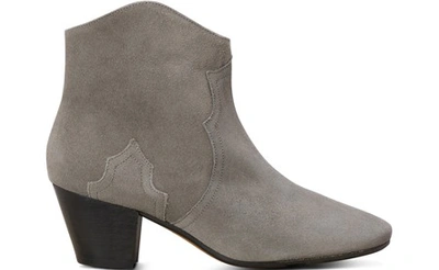 Shop Isabel Marant Dicker Leather Ankle Boots In Grey