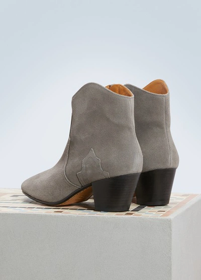 Shop Isabel Marant Dicker Leather Ankle Boots In Grey