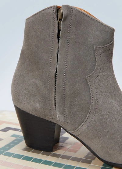 Shop Isabel Marant Dicker Leather Ankle Boots In Grey