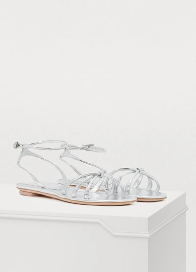 Shop Prada Sandals In Argento