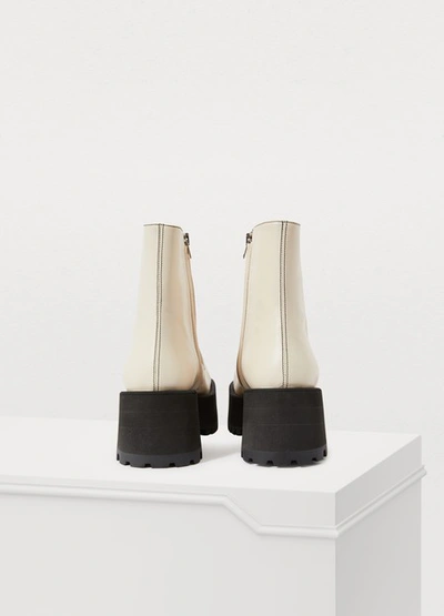 Shop Marni Square Ankle Boots In Natural/white