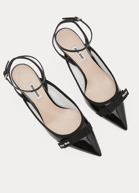 Miu Miu Patent-leather Slingback Pumps In Nero | ModeSens