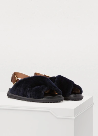 Shop Marni Fussbett Sandals In Blublack