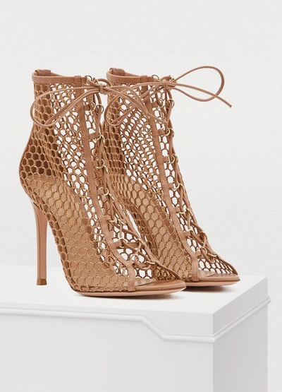 Shop Gianvito Rossi Lace-up Sandals In Beige